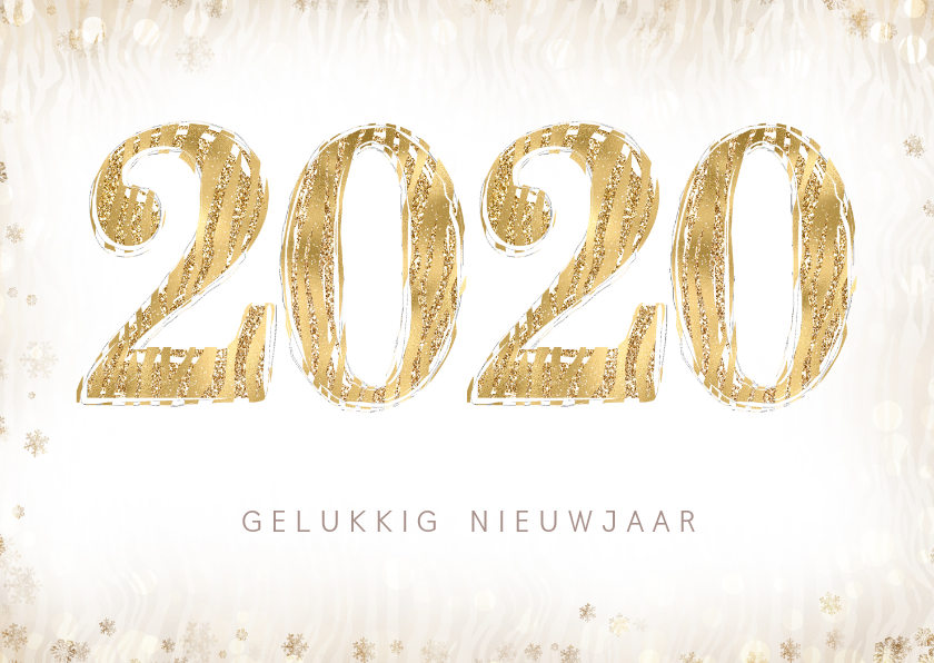 Nieuwjaarskaart met 2020 in dierenprint - Nieuwjaarskaarten Nieuwjaarskaarten - Nieuwjaarskaart met 2020 in dierenprint