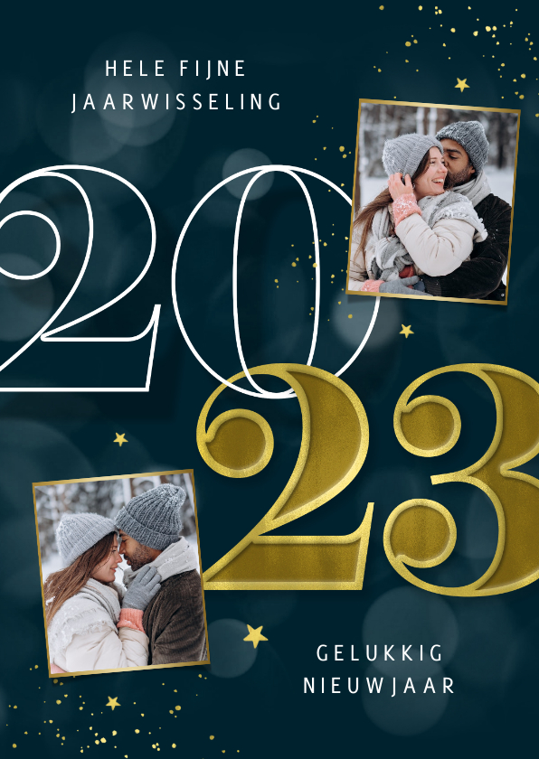 Nieuwjaarskaarten - Nieuwjaarskaart met 2023 foto's en sterren