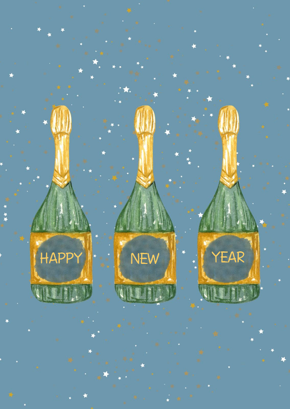 Nieuwjaarskaart met champagne Vrienden GHZ - Nieuwjaarskaarten Nieuwjaarskaarten - Nieuwjaarskaart met champagne Vrienden GHZ