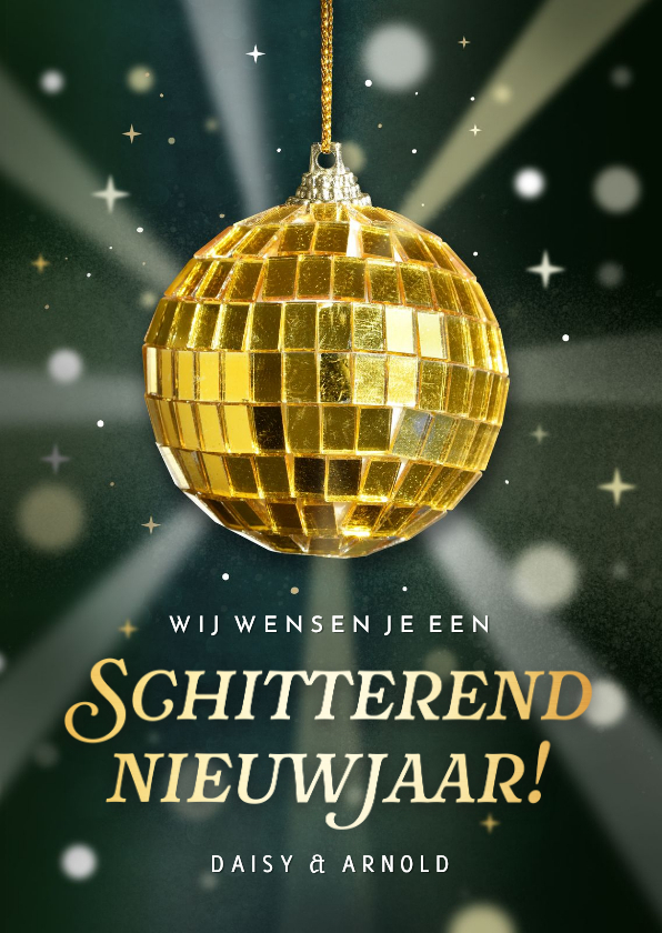 Nieuwjaarskaart met discobol schitterend nieuwjaar - Nieuwjaarskaarten Nieuwjaarskaarten - Nieuwjaarskaart met discobol schitterend nieuwjaar