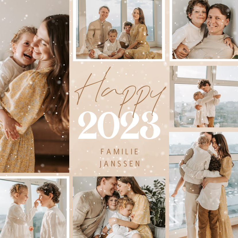 Nieuwjaarskaart met fotocollage happy 2023 - Nieuwjaarskaarten Nieuwjaarskaarten - Nieuwjaarskaart met fotocollage happy 2023