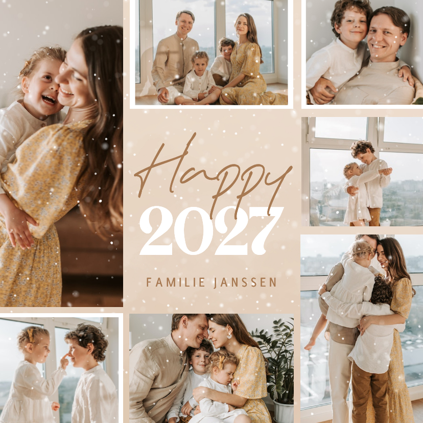 Nieuwjaarskaart met fotocollage happy 2027 - Nieuwjaarskaarten Nieuwjaarskaarten - Nieuwjaarskaart met fotocollage happy 2027