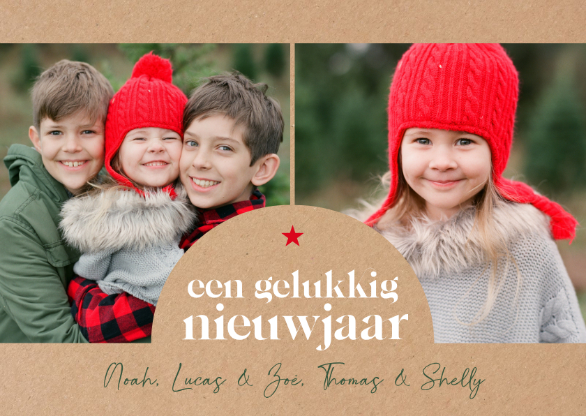 Nieuwjaarskaart met foto's in boogkader - Nieuwjaarskaarten Nieuwjaarskaarten - Nieuwjaarskaart met foto's in boogkader