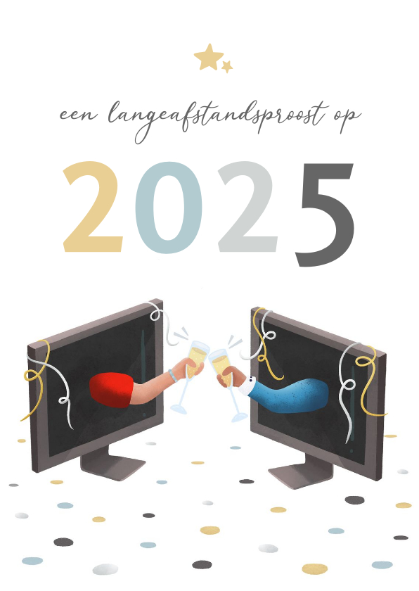 Nieuwjaarskaart met langeafstandsproost op Kaartje2go