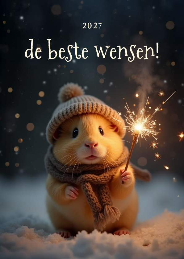 Nieuwjaarskaarten - Nieuwjaarskaart met lieve cavia de beste wensen