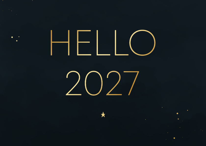 Nieuwjaarskaart minimalistisch blauw hello 2027 goudlook - Nieuwjaarskaarten Nieuwjaarskaarten - Nieuwjaarskaart minimalistisch blauw hello 2027 goudlook