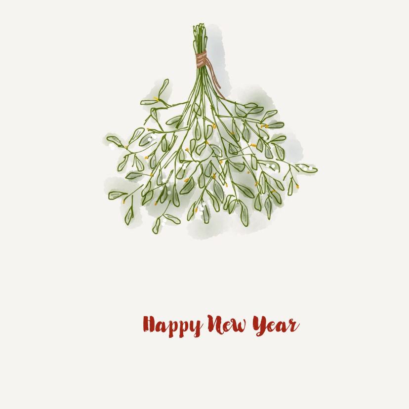 Nieuwjaarskaarten - Nieuwjaarskaart mistletoe