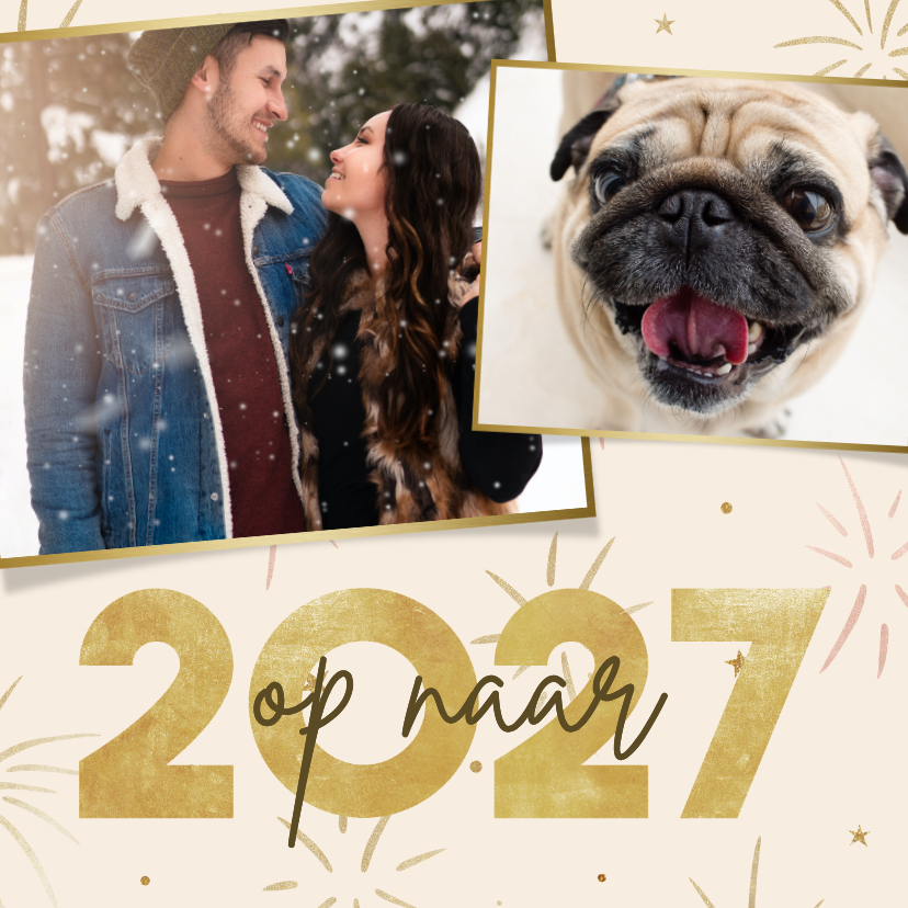 Nieuwjaarskaart op naar 2027 fotocollage met vuurwerk - Nieuwjaarskaarten Nieuwjaarskaarten - Nieuwjaarskaart op naar 2027 fotocollage met vuurwerk