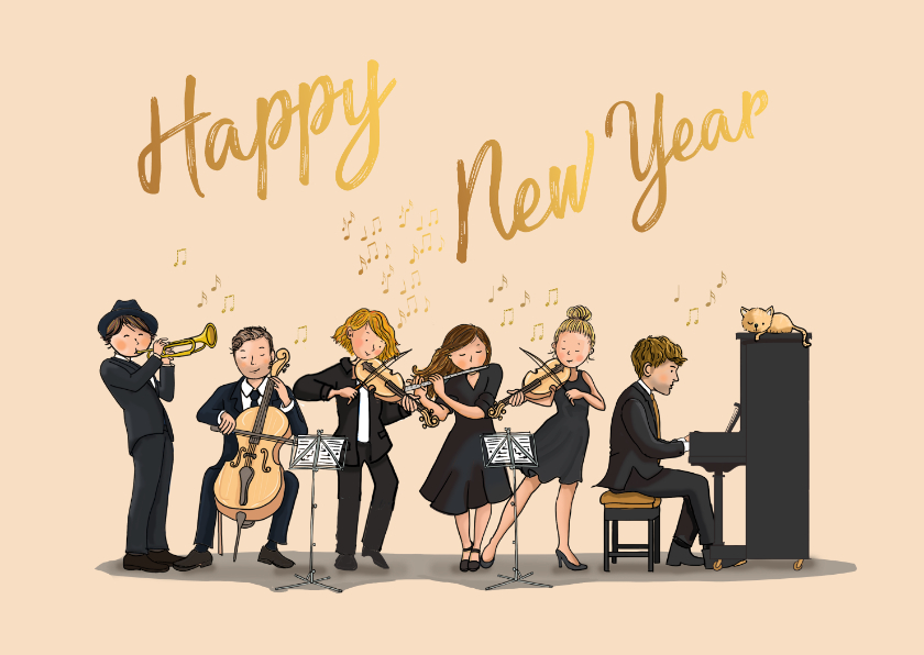 Nieuwjaarskaarten - Nieuwjaarskaart orkest 
