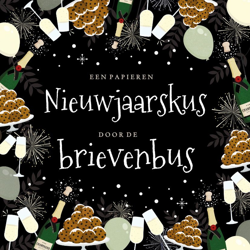 Nieuwjaarskaarten - Nieuwjaarskaart papieren kerstkus door de brievenbus 