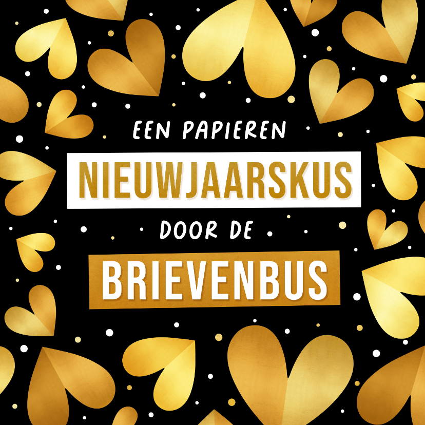 Nieuwjaarskaarten - Nieuwjaarskaart papieren kus door de brievenbus