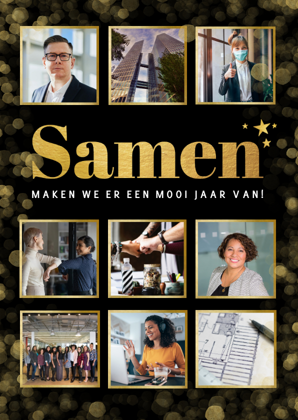 Nieuwjaarskaart personeel - fotocollage samen - Nieuwjaarskaarten Nieuwjaarskaarten - Nieuwjaarskaart personeel - fotocollage samen