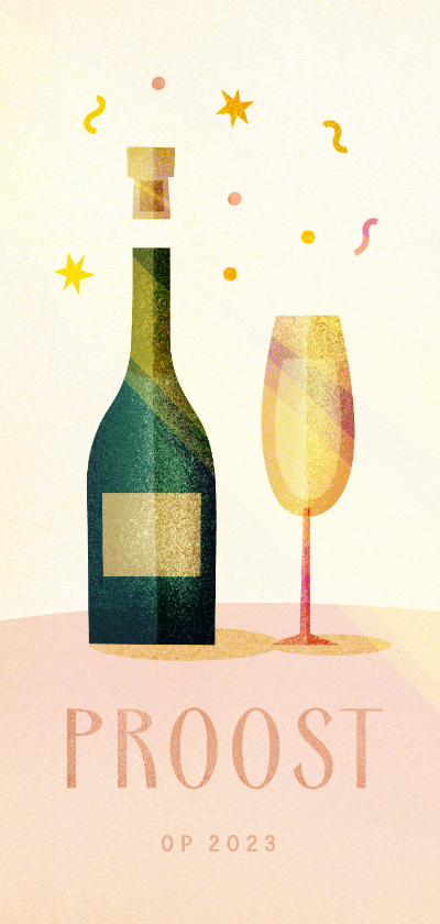 Nieuwjaarskaarten - Nieuwjaarskaart proost op 2023 met champagne