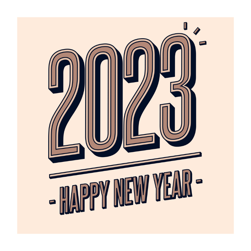 Nieuwjaarskaarten - Nieuwjaarskaart retro 2023 happy new year