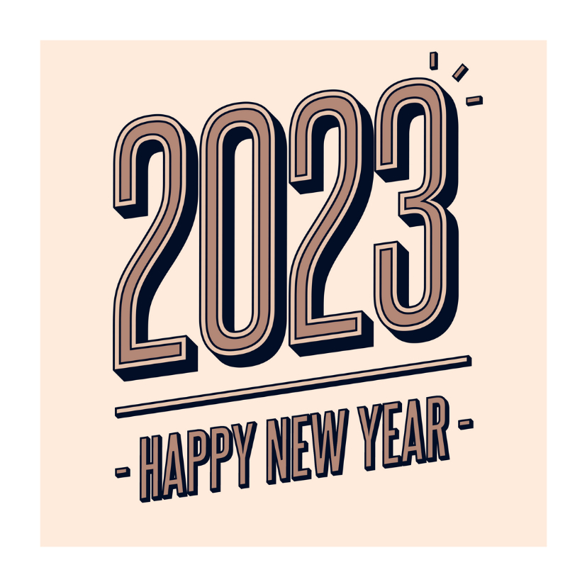 Nieuwjaarskaart retro 2023 happy new year - Nieuwjaarskaarten Nieuwjaarskaarten - Nieuwjaarskaart retro 2023 happy new year
