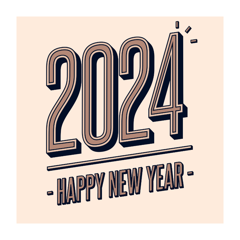 Nieuwjaarskaarten - Nieuwjaarskaart retro 2024 happy new year