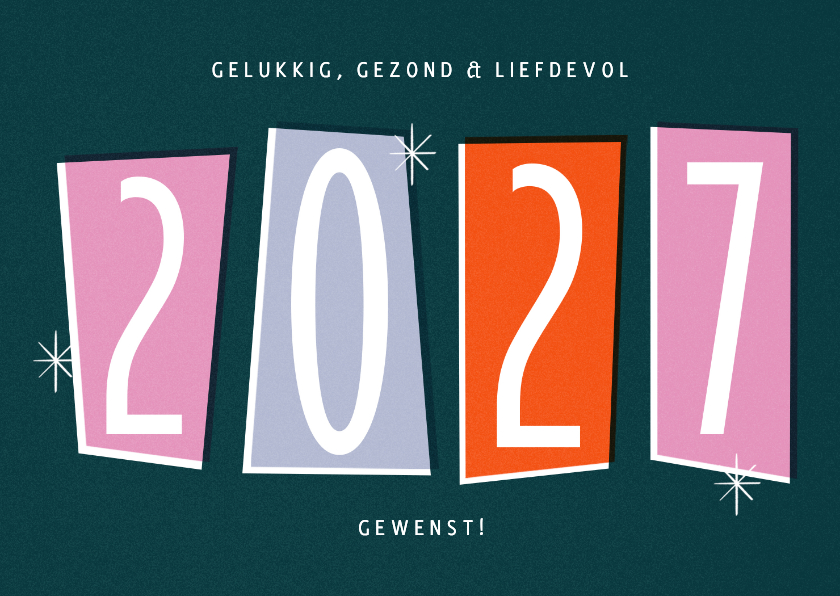 Nieuwjaarskaarten - Nieuwjaarskaart retro 2027 groot jaartal 