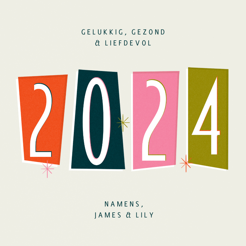 Nieuwjaarskaart retro groot jaartal 2023 - Nieuwjaarskaarten Nieuwjaarskaarten - Nieuwjaarskaart retro groot jaartal 2023