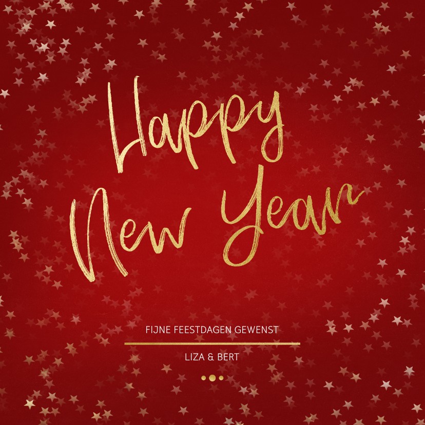 Nieuwjaarskaarten - Nieuwjaarskaart rood en goud