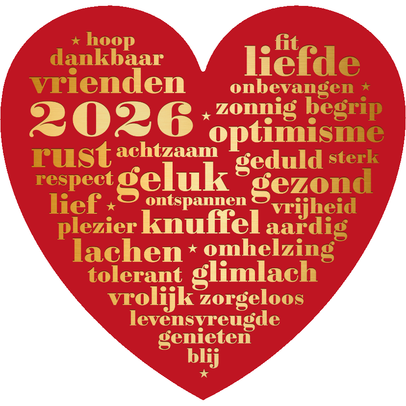Nieuwjaarskaart rood hart nieuwjaarswensen - Nieuwjaarskaarten Nieuwjaarskaarten - Nieuwjaarskaart rood hart nieuwjaarswensen