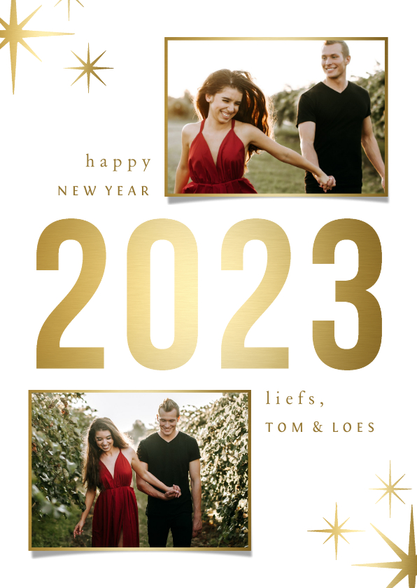 Nieuwjaarskaarten - Nieuwjaarskaart sparkle '2023' 2 foto's
