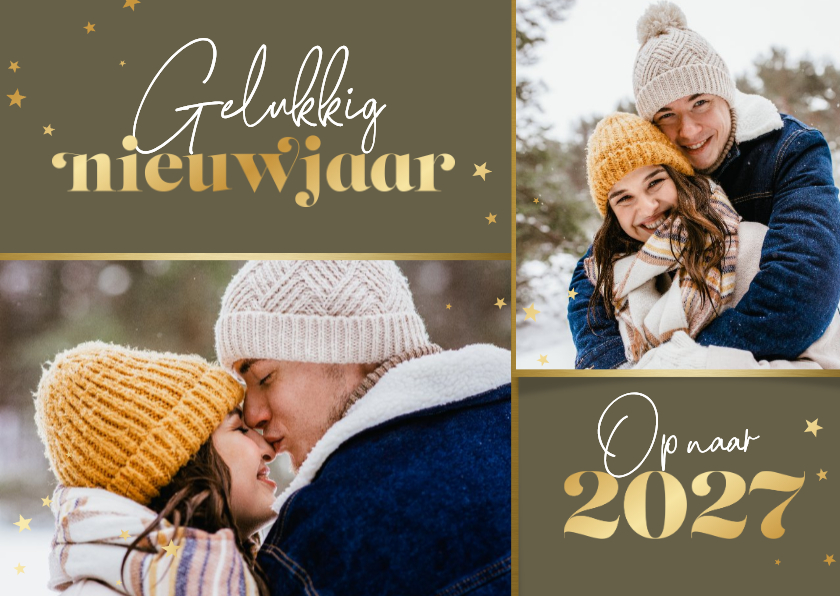 Nieuwjaarskaarten - Nieuwjaarskaart sterretjes goud foto's 2027