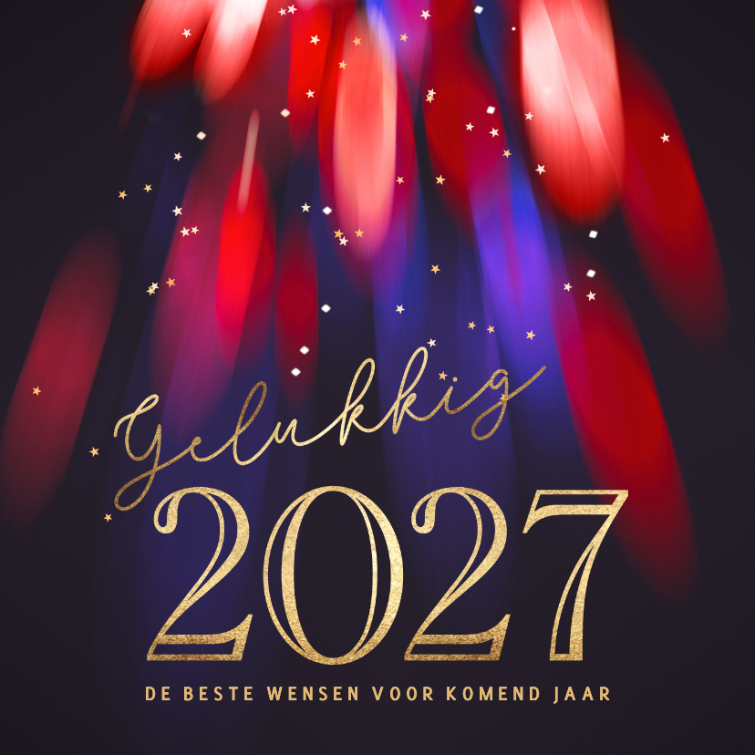 Nieuwjaarskaarten - Nieuwjaarskaart stijlvol licht vuurwerk 2027