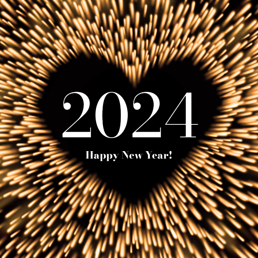 Nieuwjaarskaarten - Nieuwjaarskaart stralend hart 2024