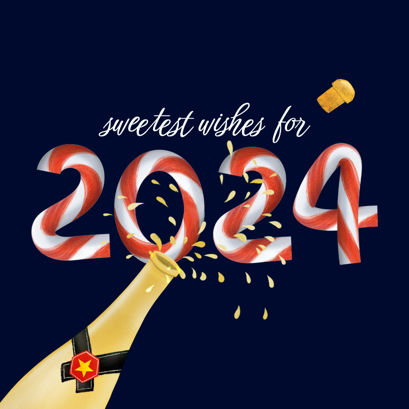 Nieuwjaarskaarten - Nieuwjaarskaart sweetest wishes for 2024