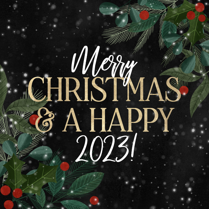 Nieuwjaarskaarten - Nieuwjaarskaart takjes, Merry Christmas & a happy 2023!