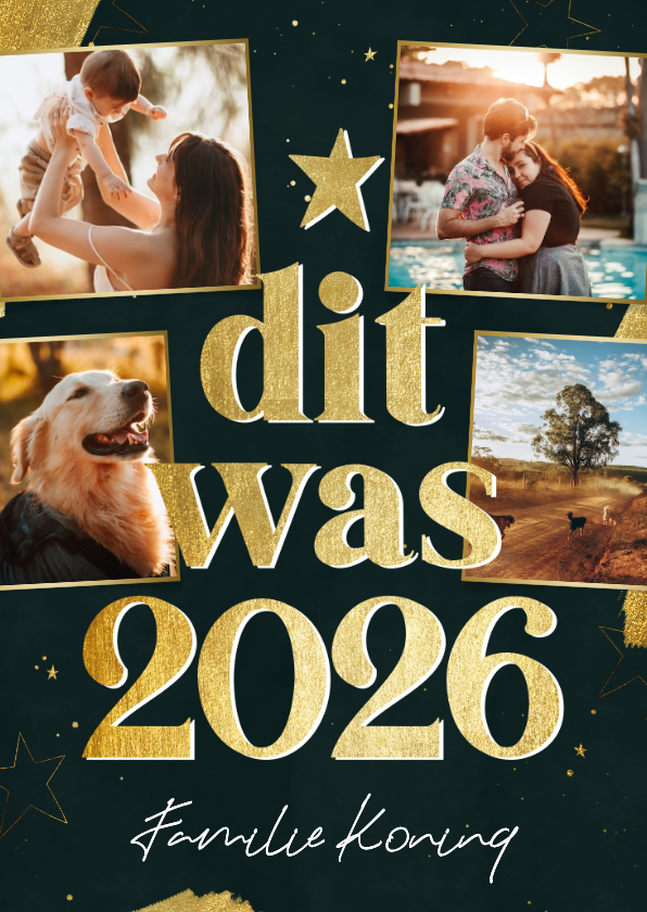 Nieuwjaarskaart terugblik dit was 2026 met vier foto's - Nieuwjaarskaarten Nieuwjaarskaarten - Nieuwjaarskaart terugblik dit was 2026 met vier foto's
