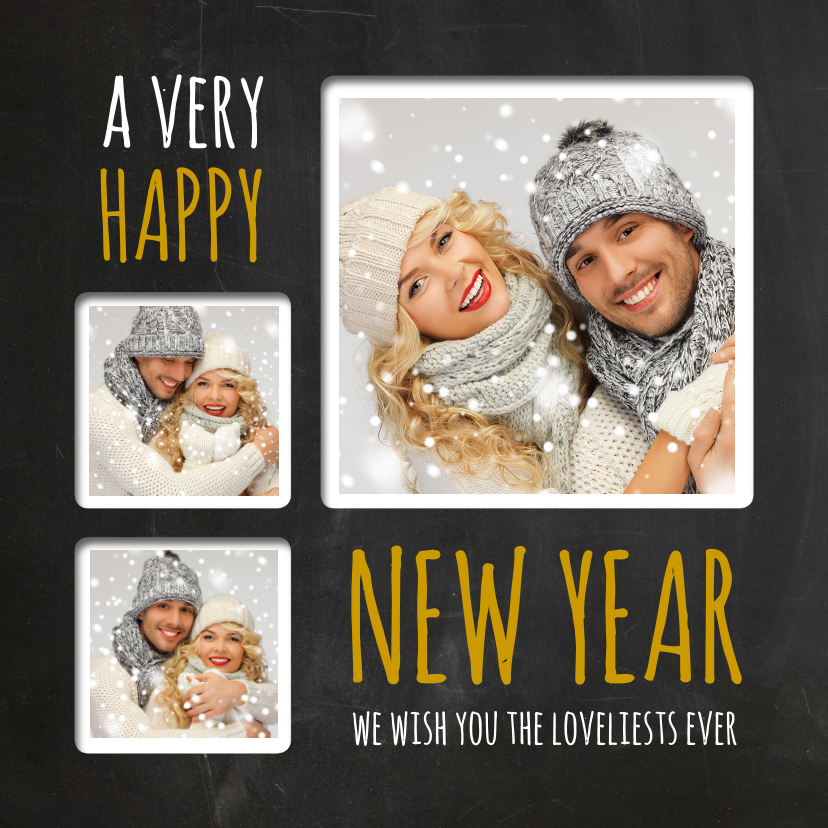 Nieuwjaarskaarten - Nieuwjaarskaart trendy krijt fotocollage