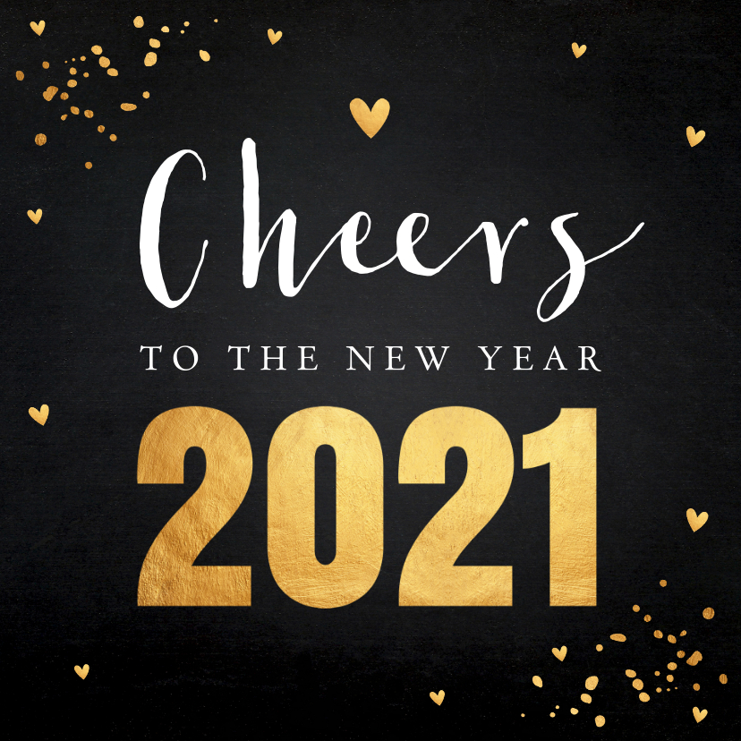 Nieuwjaarskaart typografie goud confetti - Nieuwjaarskaarten Nieuwjaarskaarten - Nieuwjaarskaart typografie goud confetti