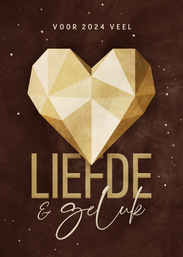 Nieuwjaarskaart veel liefde en geluk geometrisch hart - Nieuwjaarskaarten Nieuwjaarskaarten - Nieuwjaarskaart veel liefde en geluk geometrisch hart