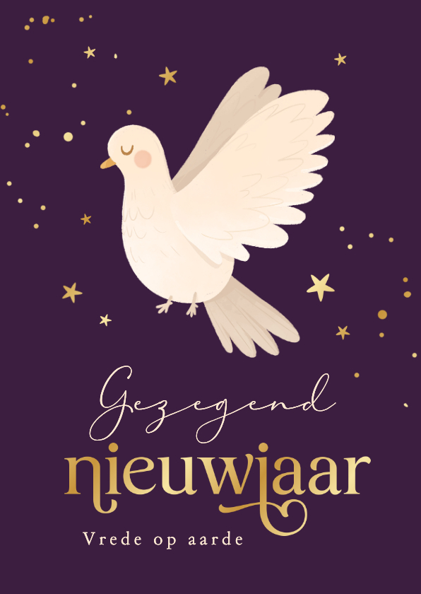 Nieuwjaarskaart vredesduif liefde sterren gezegend nieuwjaar - Nieuwjaarskaarten Nieuwjaarskaarten - Nieuwjaarskaart vredesduif liefde sterren gezegend nieuwjaar