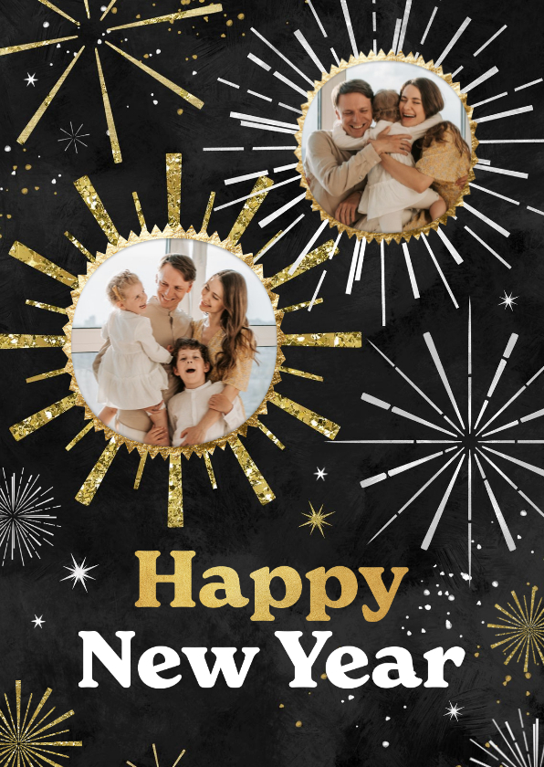 Nieuwjaarskaart vuurwerk foto's happy new year goud - Nieuwjaarskaarten Nieuwjaarskaarten - Nieuwjaarskaart vuurwerk foto's happy new year goud