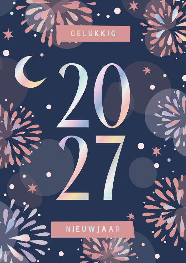Nieuwjaarskaart vuurwerk holografisch 2027 - Nieuwjaarskaarten Nieuwjaarskaarten - Nieuwjaarskaart vuurwerk holografisch 2027