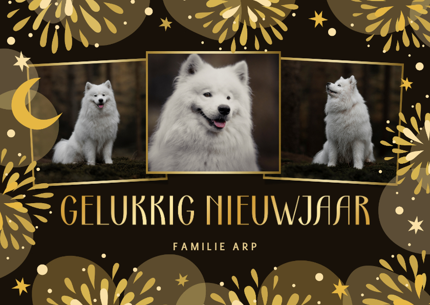 Nieuwjaarskaarten - Nieuwjaarskaart vuurwerk met fotocollage