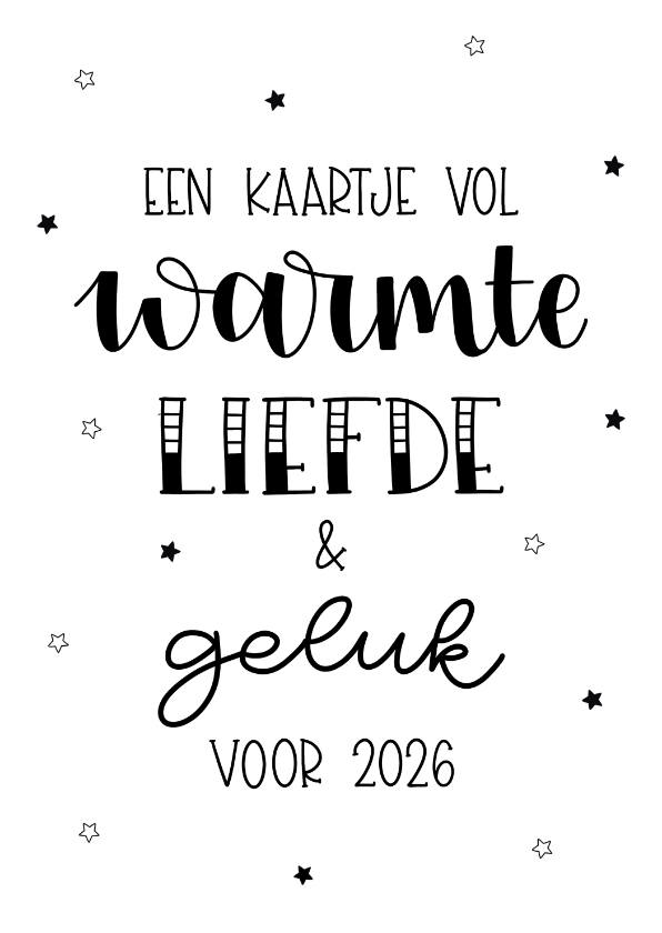 Nieuwjaarskaart 'warmte liefde & geluk ' - Nieuwjaarskaarten Nieuwjaarskaarten - Nieuwjaarskaart 'warmte liefde & geluk '