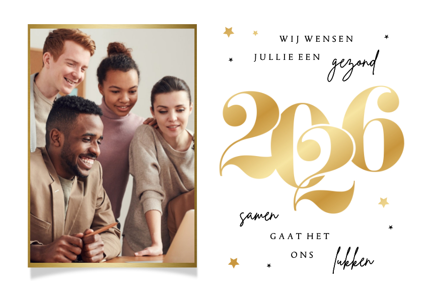 Nieuwjaarskaart zakelijk goud stijlvol sterren foto - Nieuwjaarskaarten Nieuwjaarskaarten - Nieuwjaarskaart zakelijk goud stijlvol sterren foto