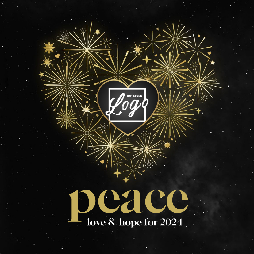 Nieuwjaarskaart zakelijk internationaal peace vuurwerk hart - Nieuwjaarskaarten Nieuwjaarskaarten - Nieuwjaarskaart zakelijk internationaal peace vuurwerk hart