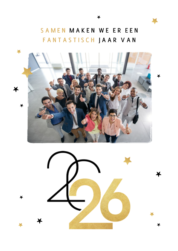 Nieuwjaarskaart zakelijk sterren 2026 grafisch modern - Nieuwjaarskaarten Nieuwjaarskaarten - Nieuwjaarskaart zakelijk sterren 2026 grafisch modern