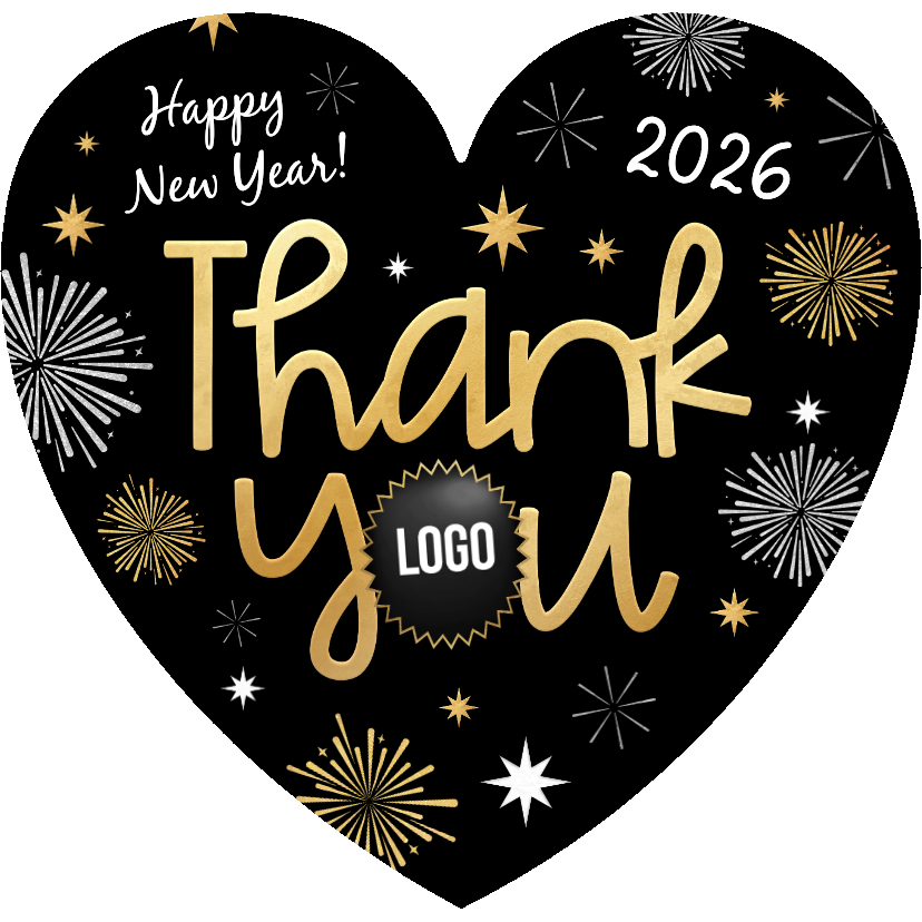 Nieuwjaarskaart zakelijk thank you hartvorm sterren vuurwerk - Nieuwjaarskaarten Nieuwjaarskaarten - Nieuwjaarskaart zakelijk thank you hartvorm sterren vuurwerk
