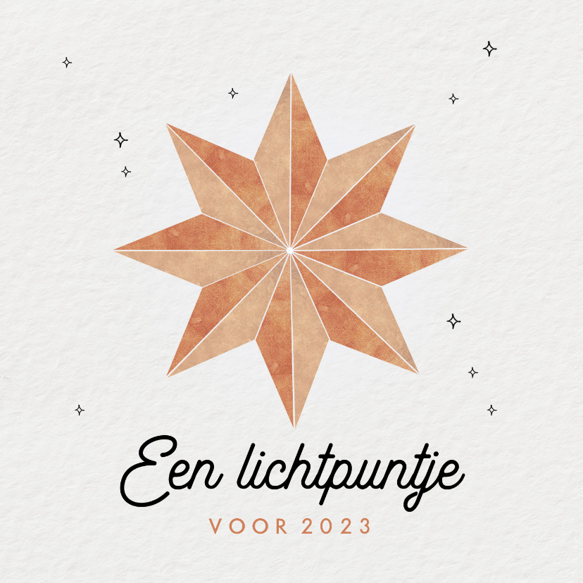 Nieuwjaarskaartje lichtpuntje voor 2023 kerstster brons - Nieuwjaarskaarten Nieuwjaarskaarten - Nieuwjaarskaartje lichtpuntje voor 2023 kerstster brons