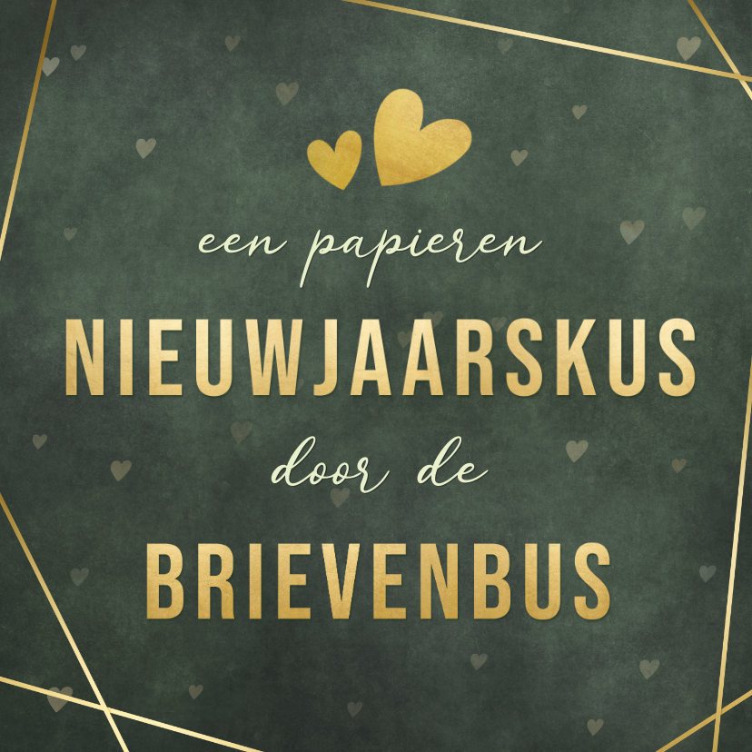 Nieuwjaarskaarten - Nieuwjaarskus door de brievenbus nieuwjaarskaart met goud