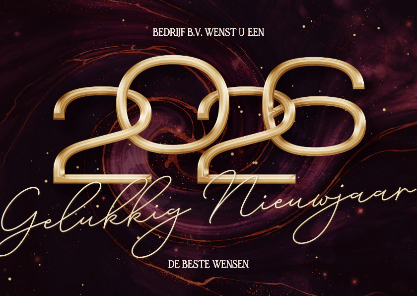 Rode zakelijke nieuwjaarskaart 2026 met marmer swirl - Nieuwjaarskaarten Nieuwjaarskaarten - Rode zakelijke nieuwjaarskaart 2026 met marmer swirl