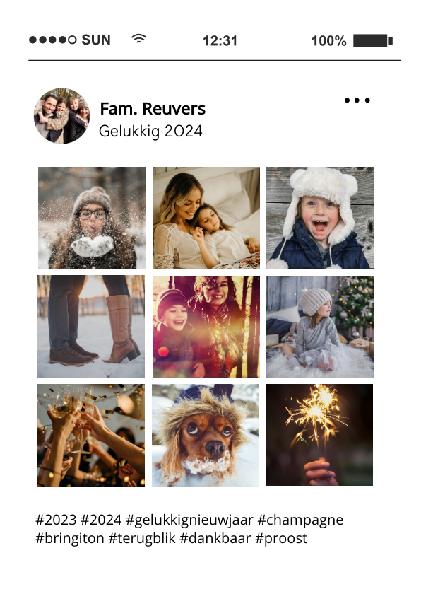 Social media nieuwjaarskaart tijdlijn kaart met 9 foto's - Nieuwjaarskaarten Nieuwjaarskaarten - Social media nieuwjaarskaart tijdlijn kaart met 9 foto's