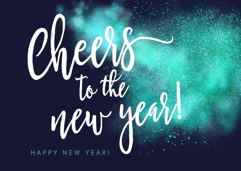 Spetterende Nieuwjaarskaart Cheers - Nieuwjaarskaarten Nieuwjaarskaarten - Spetterende Nieuwjaarskaart Cheers