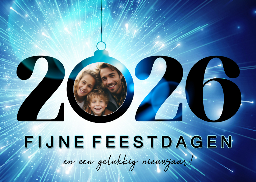 Sprankelende nieuwjaarskaart met felle sterren en foto - Nieuwjaarskaarten Nieuwjaarskaarten - Sprankelende nieuwjaarskaart met felle sterren en foto