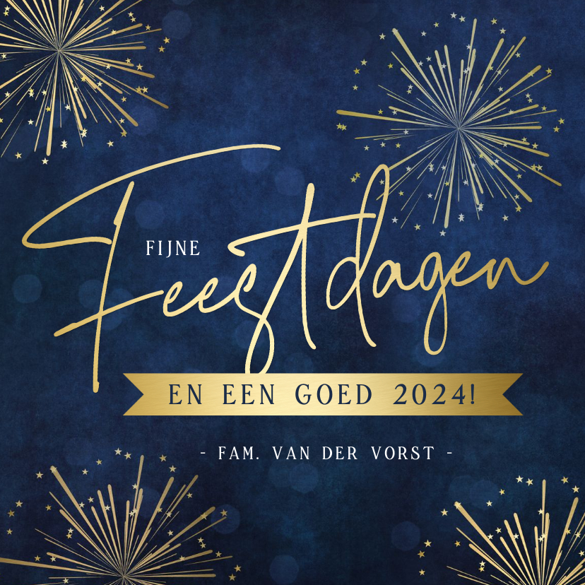 Stijlvolle nieuwjaarskaart fijne feestdagen met Kaartje2go